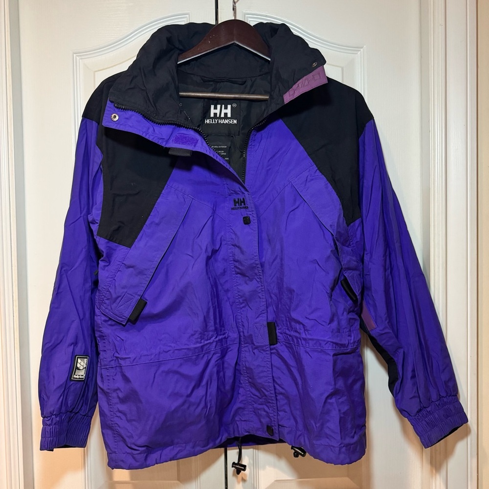Vintage Helly Hansen Ski Jacket Purple Black Helly Tech 90s Gorpcore Men/Unisex - Picture 3 of 12